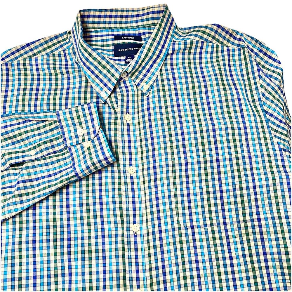 Saddlebred Easy Care Blue/Green Check Long Sleeve Shirt Size XXL